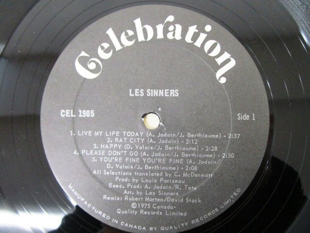 ◇F2762 LPレコード「【パンチホールあり】レ・シナーズ LES SINNERS」CEL-1905 QUALITY RECORDS カナダ盤/LP盤/ガレージの画像4
