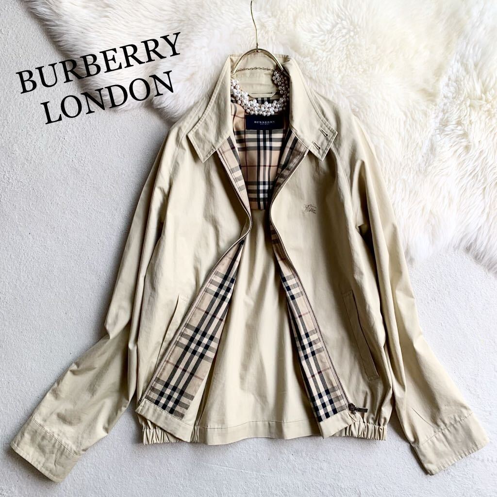 3点送料無料☆BURBERRY LONDON バーバリーロンドン 裏ノバチェック ホース刺繍 スイングトップ ブルゾン Lの画像1