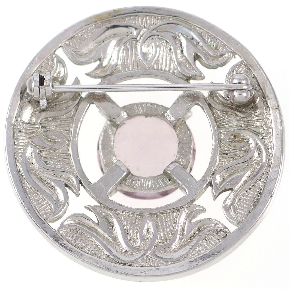 UK1709* round Celt design light . pink series Stone Britain England * Vintage brooch *