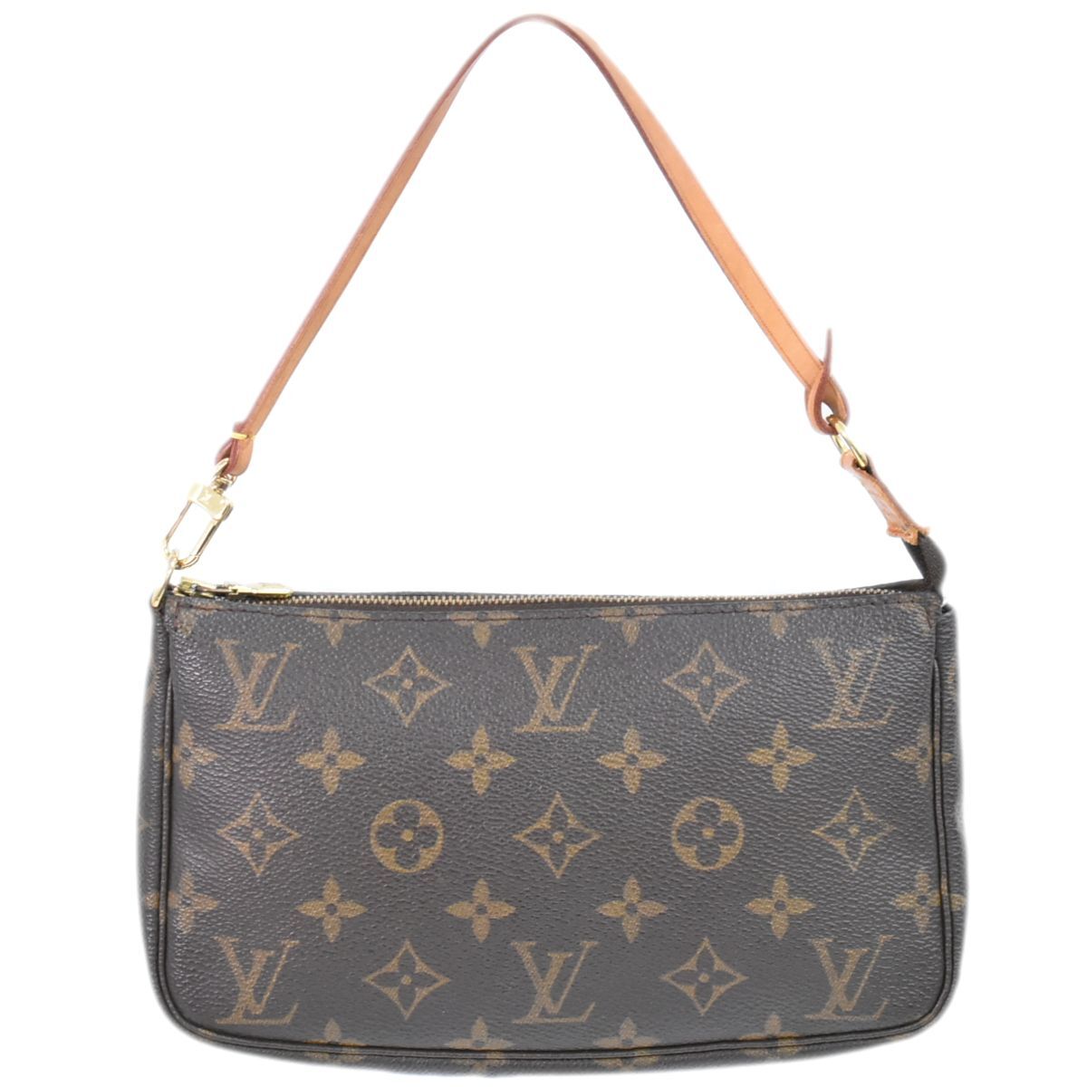 本物 ルイヴィトン LV LOUIS VUITTON ポシェットアクセソワール モノグラム アクセサリーポーチ ハンドバッグ ブラウン M51980_画像1