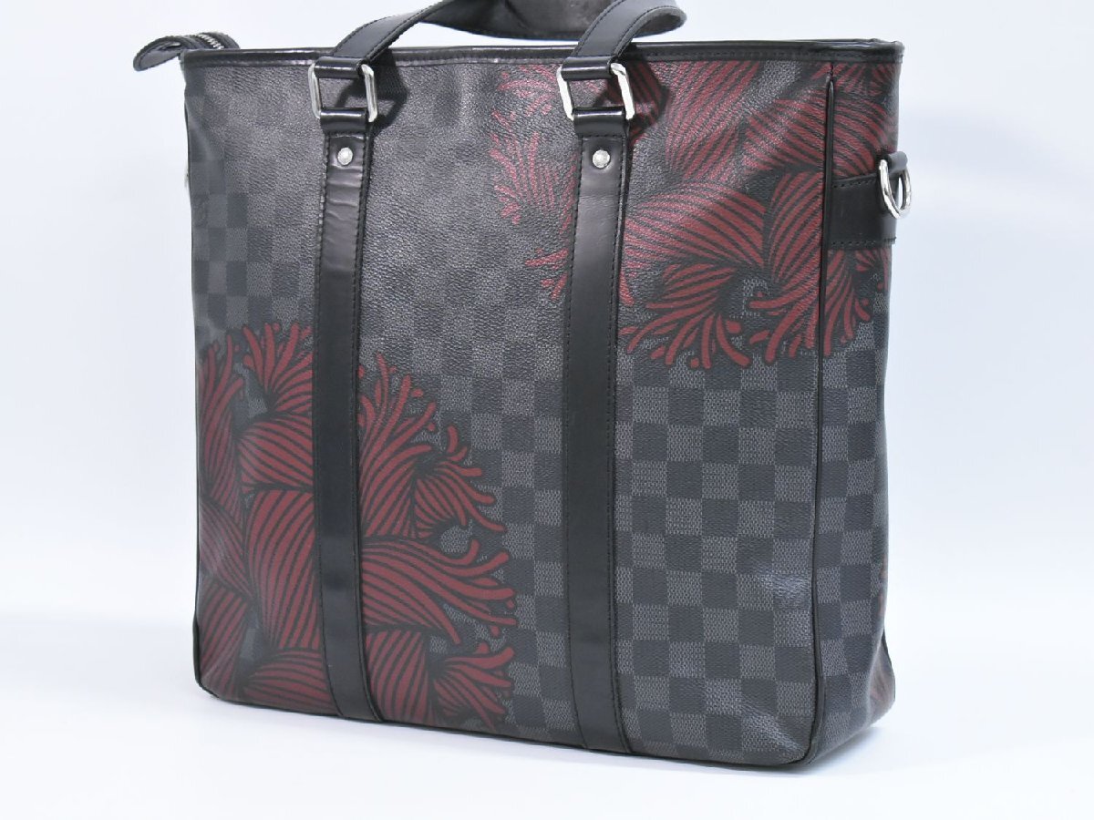 本物 ルイヴィトン LOUIS VUITTON LV タダオ PM ダミエ グラフィット クリストファーネメス ハンドバッグ ブラック グレー レッド N41717の画像2