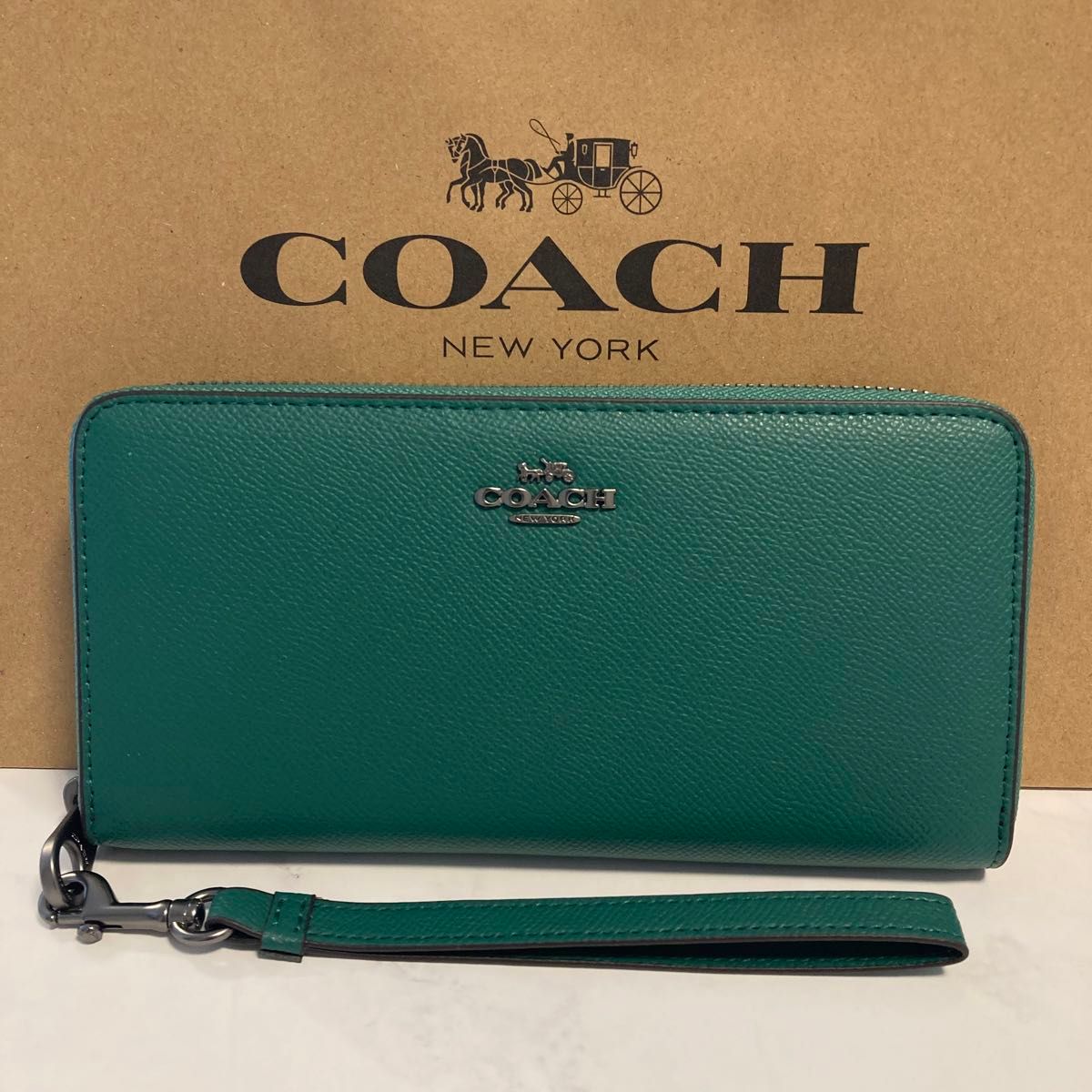 新品　COACH長財布　コーチ　長財布　レディース メンズ  シンプル グリーン 緑