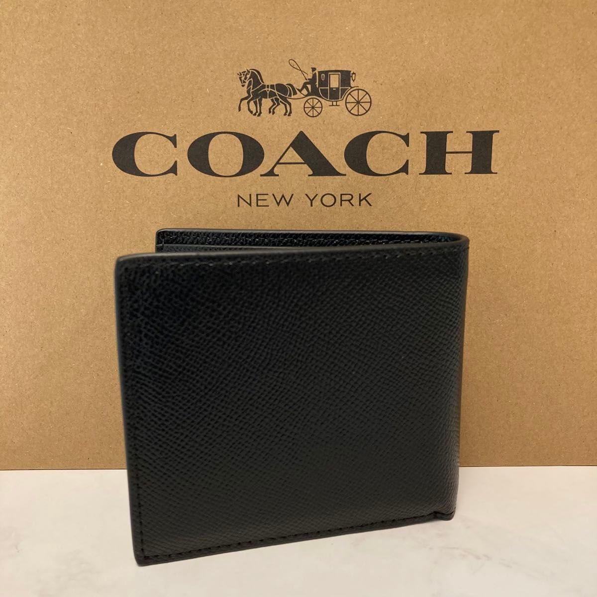 新品　COACH 長財布　コーチ　二つ折り財布　レディース メンズ シンプル ブラック Cロゴ