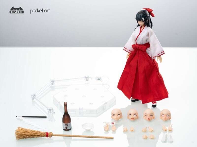 あみあみ正規販売品 pocket artシリーズ PA005 退魔巫女 ツバキ 1/12 完成品 アクションフィギュア [HASUKI] 特典付き_画像2