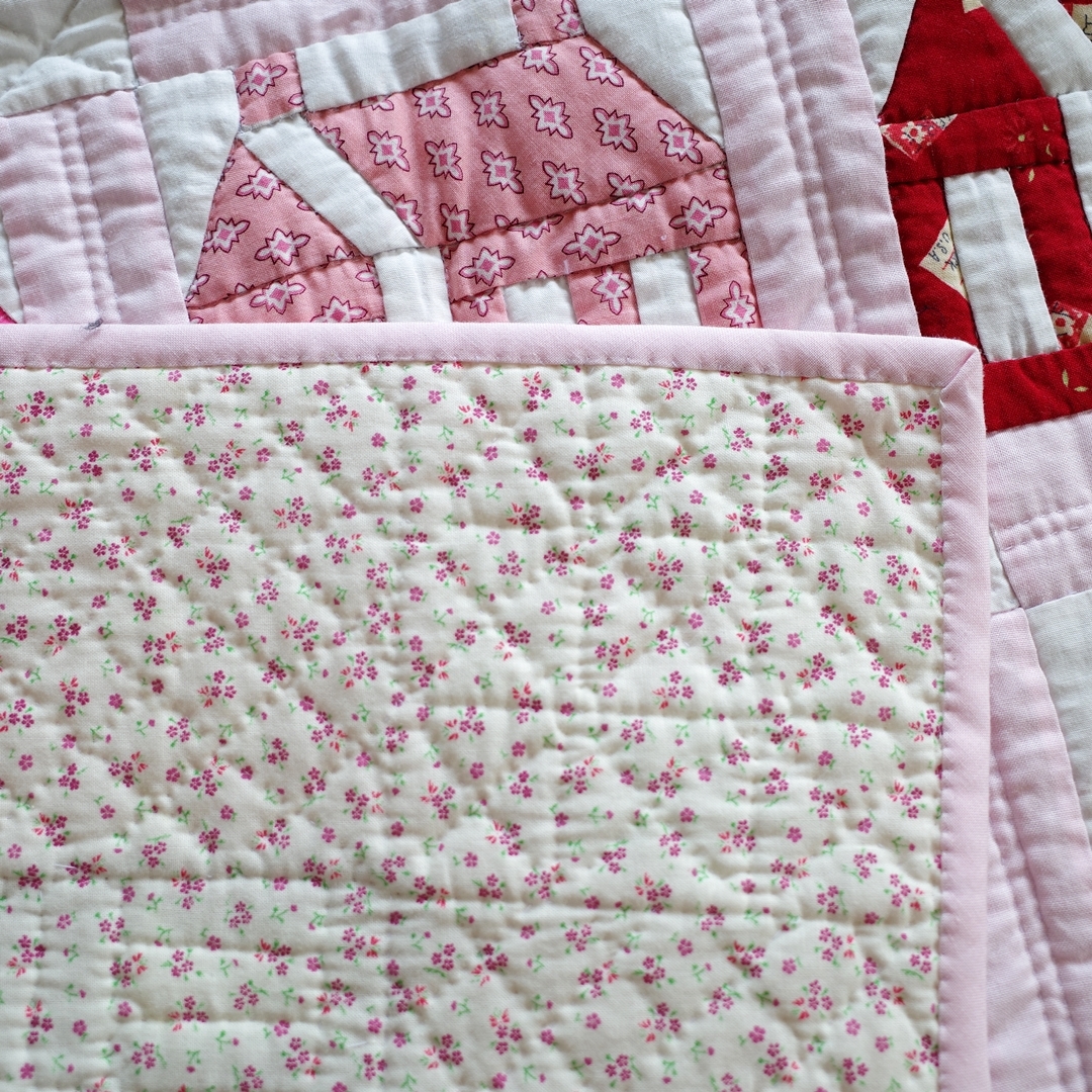 * hand made patchwork quilt * house * pink * tapestry * interior * Sakura 