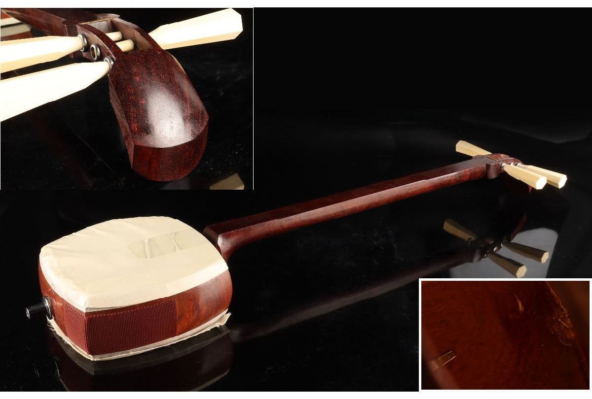 [URA] высший класс материал нить шт /../ Цу легкий shamisen /10-4-126 ( поиск ) антиквариат / традиционные японские музыкальные инструменты / струнные инструменты / shamisen / танцы / futoshi .