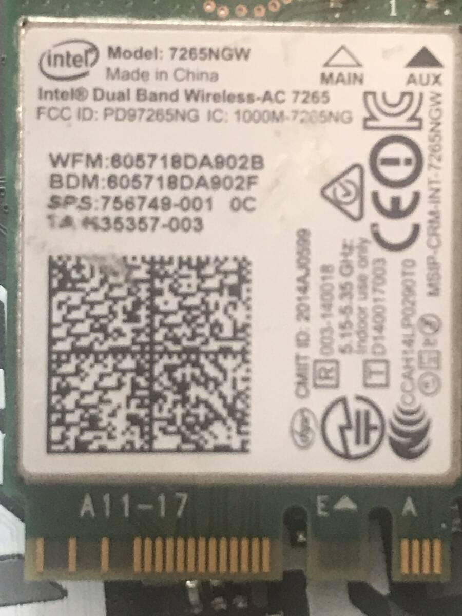 Intel 7265NGW M.2 2230接続 内蔵無線LANボード Wi-Fi &　接続ケーブル_画像3