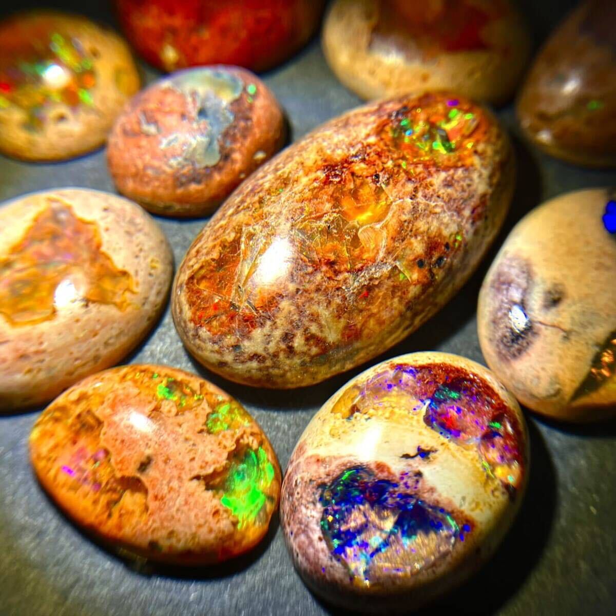 遊色効果!!☆天然カンテラオパール10点おまとめ100ct☆A 約20g ルース 裸石 宝石 ジュエリー jewelry cantera opal 遊色 虹