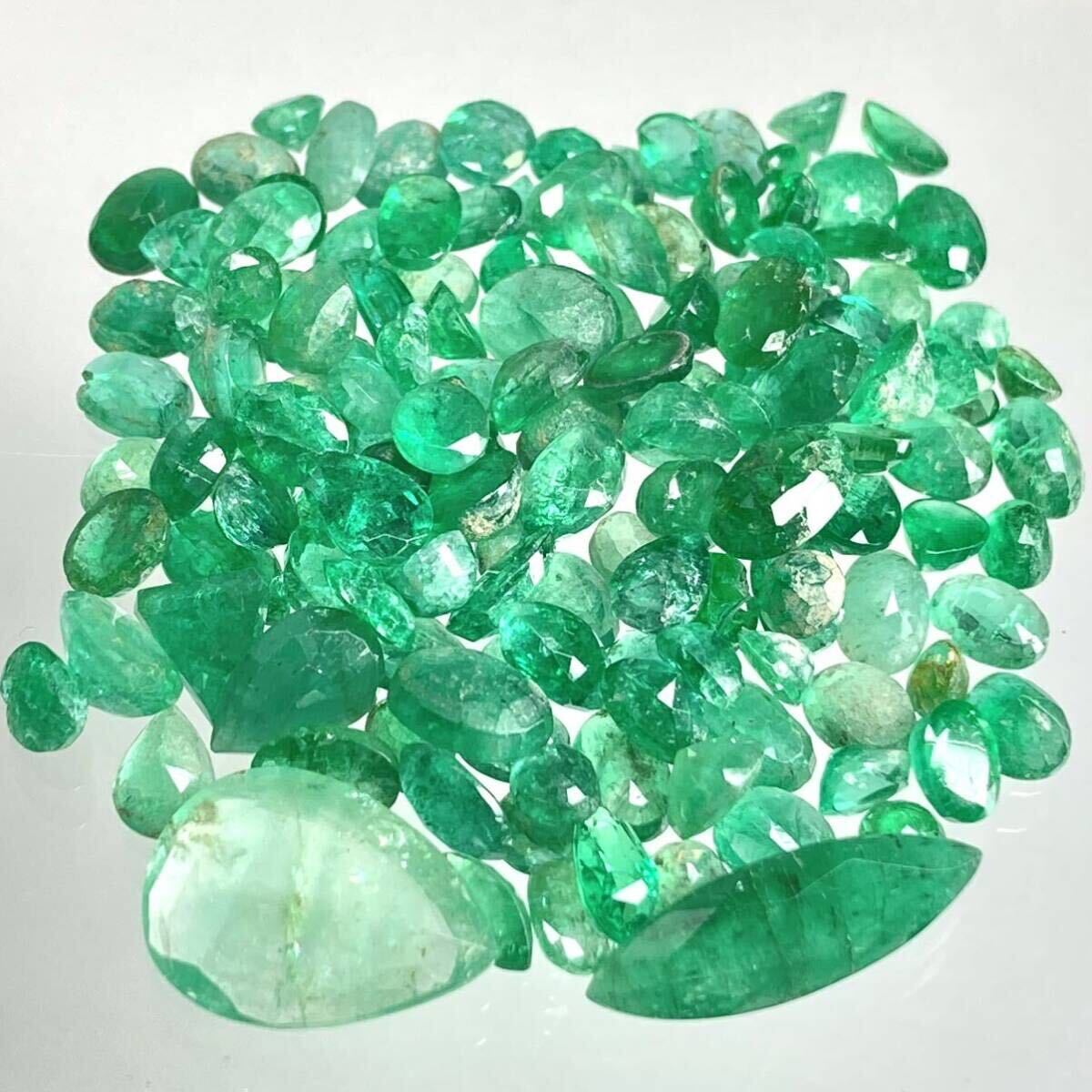 大量!! ☆天然エメラルドおまとめ50ct☆A 約10g 裸石 宝石 ジュエリー ベリル emerald jewelry beryl 緑玉 ②の画像3