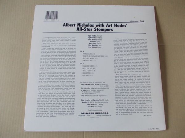 P3406　即決　LPレコード　ALBERT NICHOLAS WITH ART HODES'『ALL-STAR STOMPERS』　輸入盤　US盤_画像2