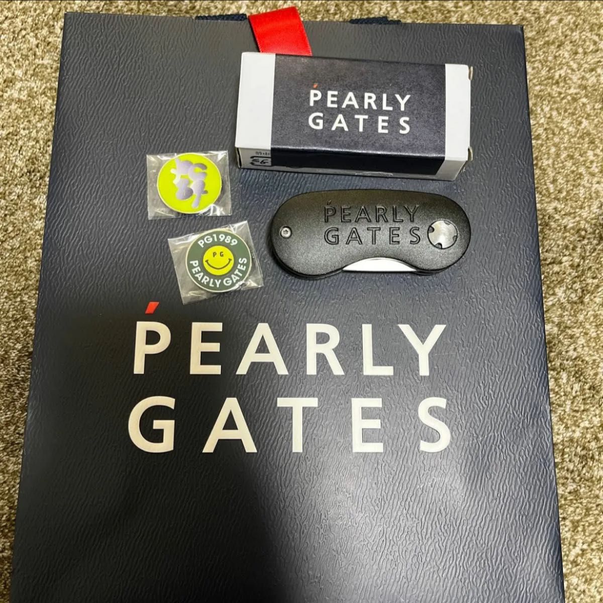 新品 店舗限定品 PERLYGATES パーリーゲイツ グリーンフォーク マーカー2個セット 35周年　紙袋付き　黒　ブラック