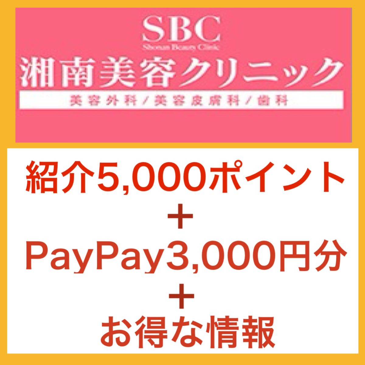 紹介5000ポイント＋PayPay3000円分　湘南美容クリニック　湘南美容外科　SBC お友達紹介クーポン　割引_画像1