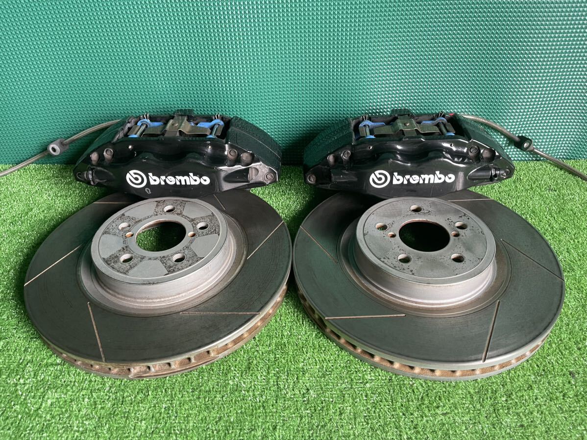 スバル レガシィ BP5/BL5 平成20年 BREMBO フロント ブレンボ キャリパー F4POT/315mm 社外ローター左右セット STIメッシュホース付き 中古の画像1