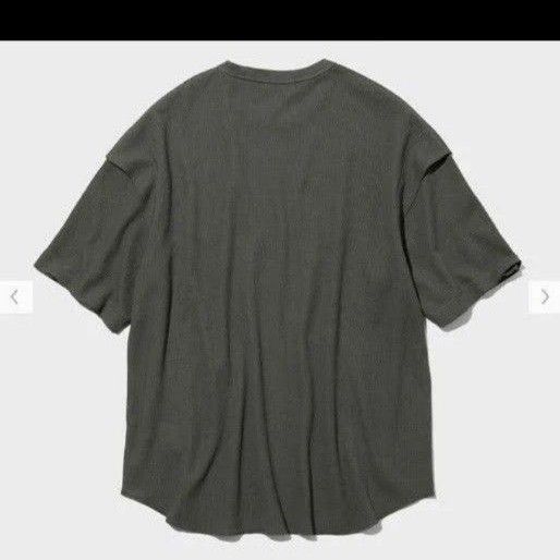 サイズS GU x UNDERCOVER ドライワッフルTシャツ (5分袖) DARK GREEN アンダーカバー
