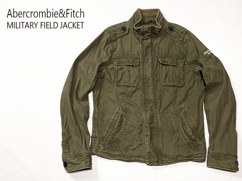 Abercrombie & Fitch アバクロ ミリタリー フィールドジャケット メンズ L ジップアップジャケット ブルゾン USED加工 ヴィンテージ加工_画像1