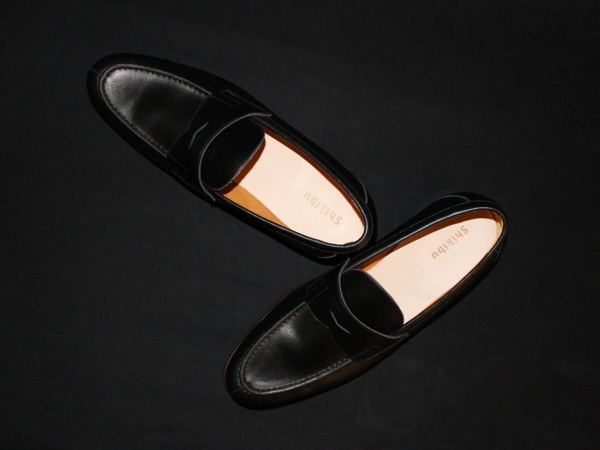  cow leather dress shoes Shikibu SB809 Loafer black size 25.0