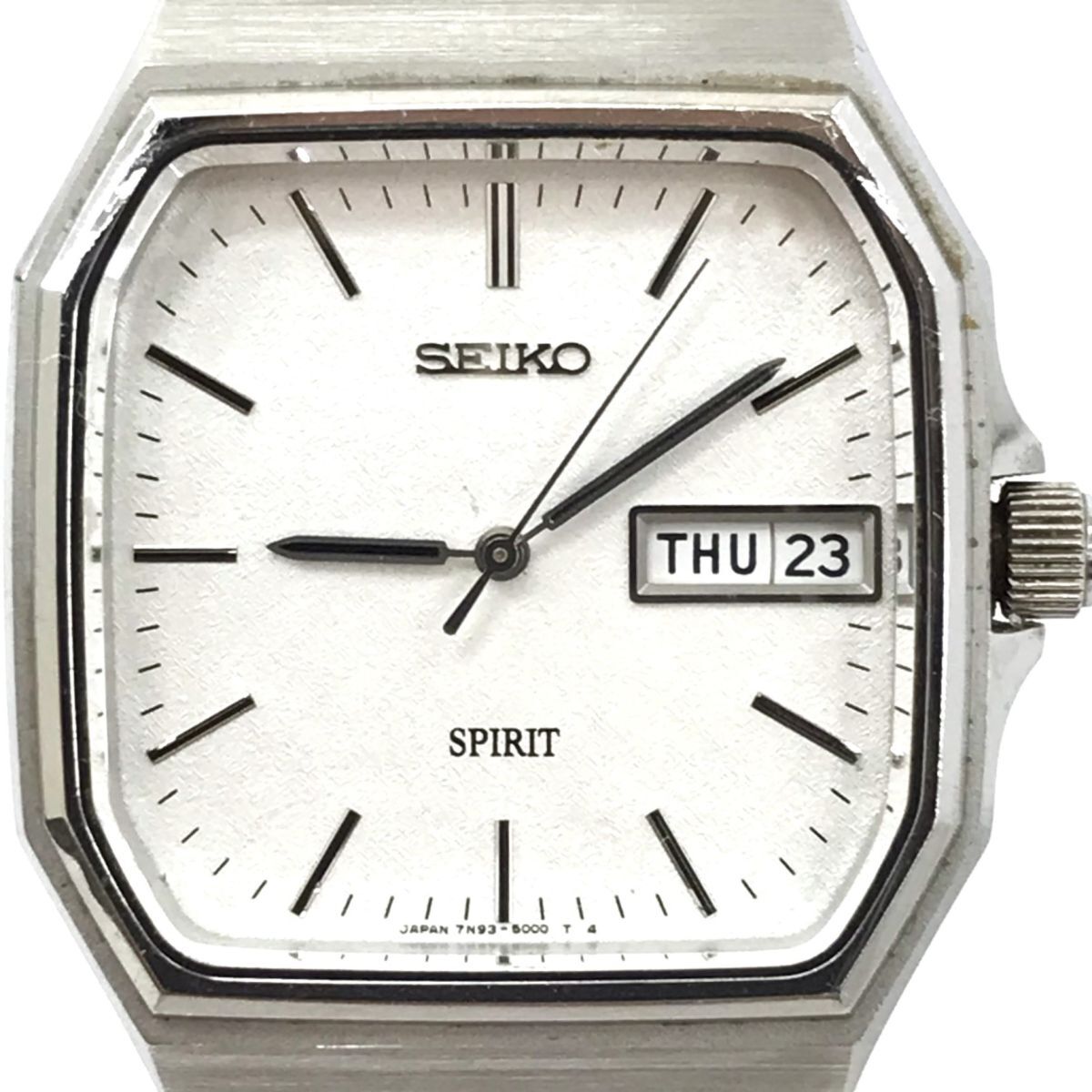 SEIKO セイコー SPIRIT スピリット 腕時計 7N93-5000 クオーツ スクエア レクタンギュラー シルバー ヴィンテージ 電池交換済み 動作確認済_画像1