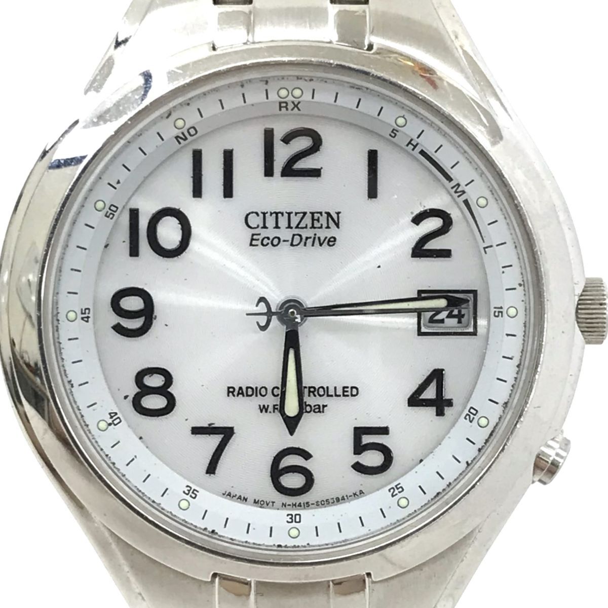 CITIZEN シチズン Eco-Drive エコドライブ 腕時計 H415-S033047 電波ソーラー アナログ ラウンド ホワイト シルバー カレンダー シンプル_画像1