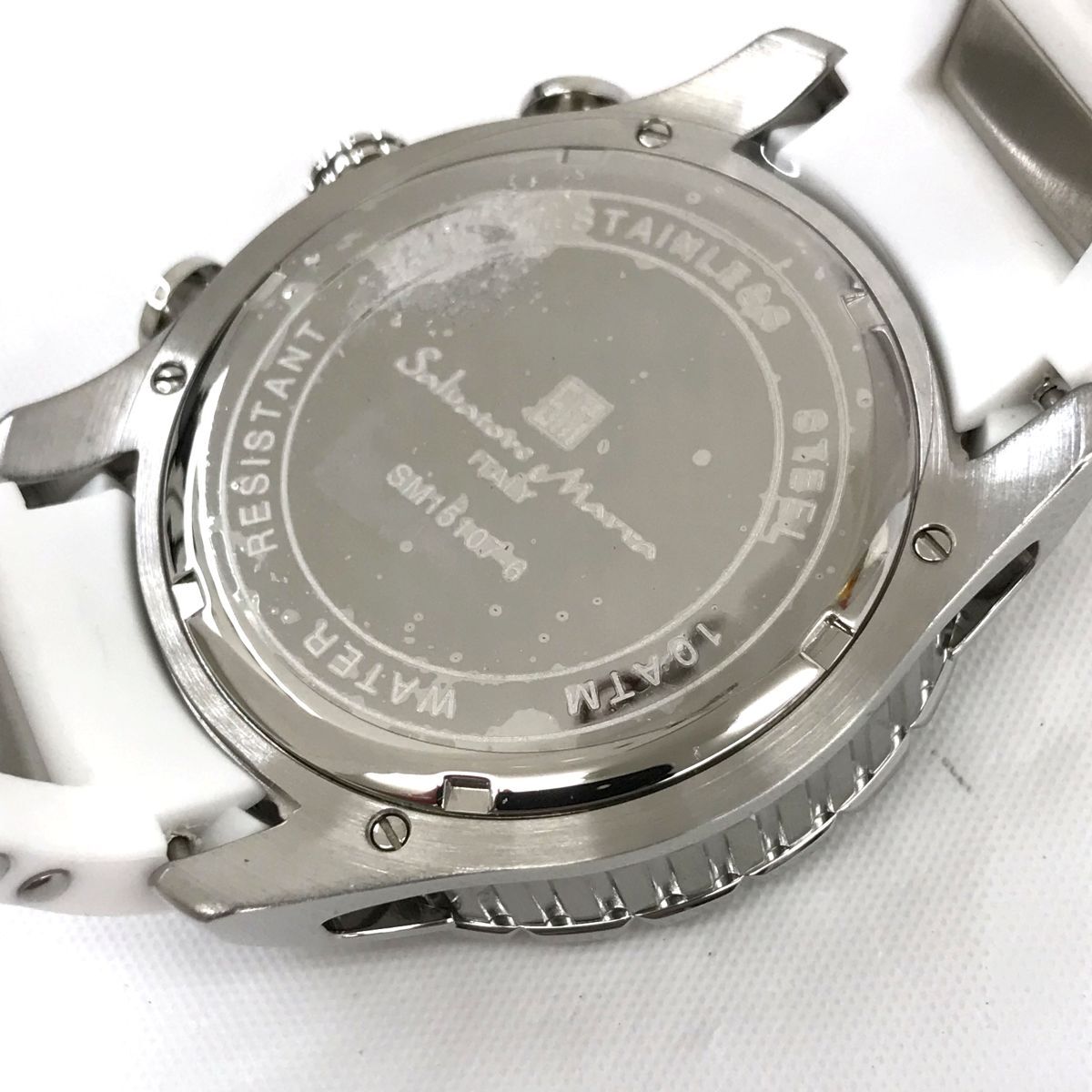 新品 Salvatore Marra サルバトーレマーラ 腕時計 SM15107-SSBL/WH クオーツ クロノグラフ ホワイト ブルー カレンダー 動作OK 箱付き ._画像6