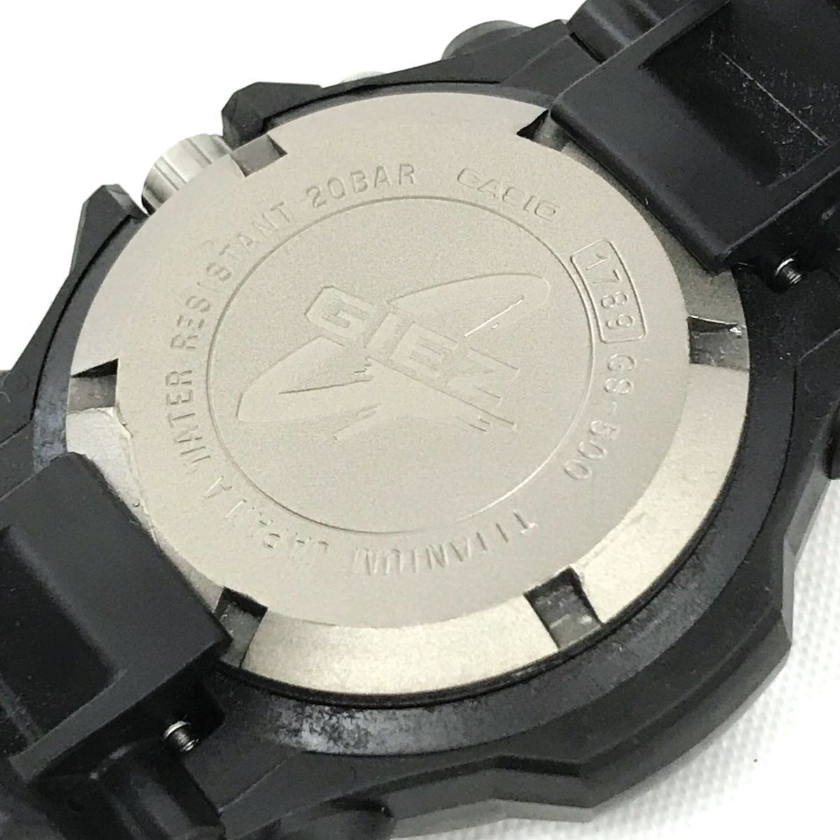 美品 CASIO カシオ G-SHOCK ジーショック GIEZ 腕時計 GS-500 クオーツ アナログ ラウンド ブラック TITANIUM チタン ウォッチ 20気圧防水_画像6