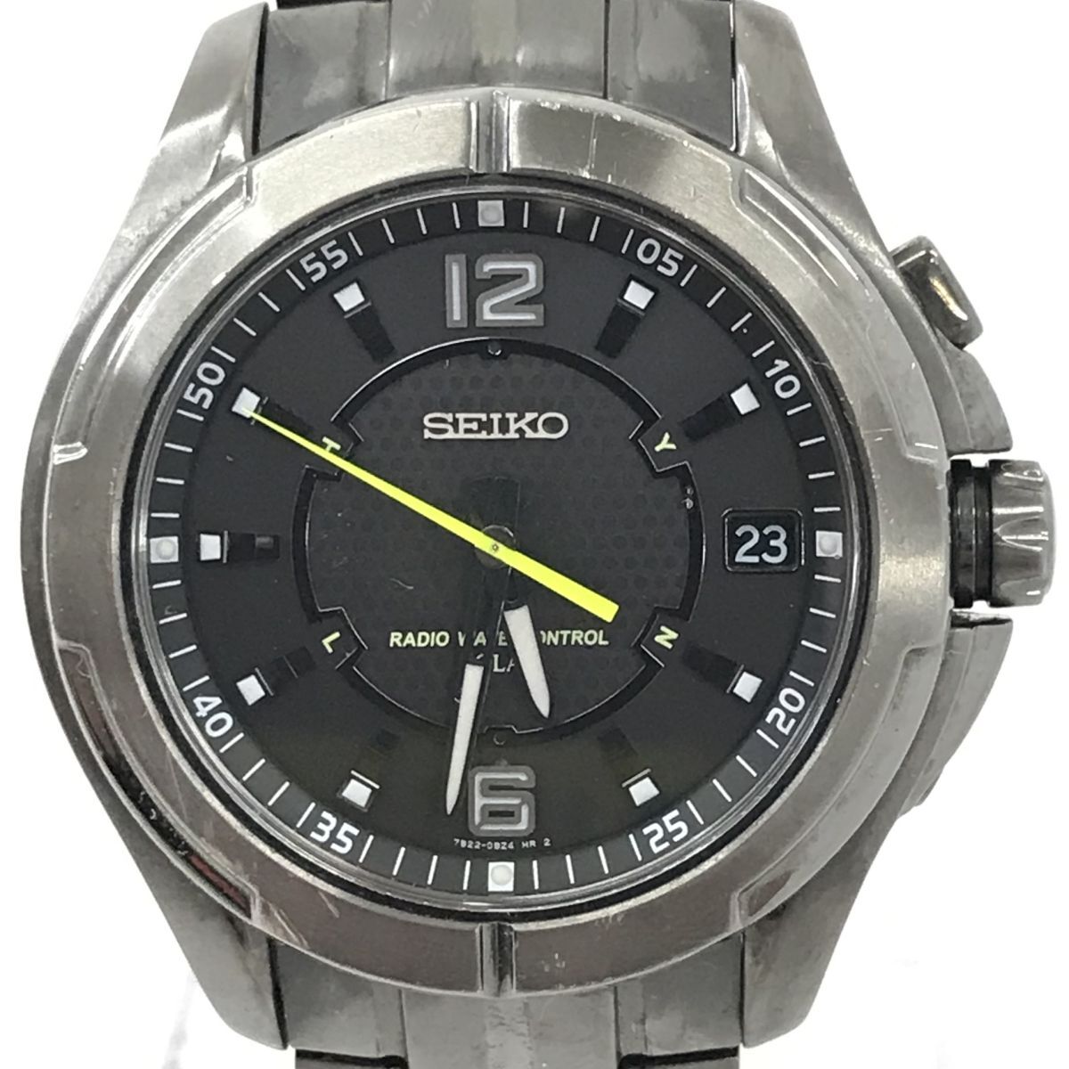SEIKO セイコー SPIRIT スピリット 腕時計 7B22-0BB0 電波ソーラー アナログ カレンダー ラウンド ダークグレー 格好良い 動作確認済の画像1