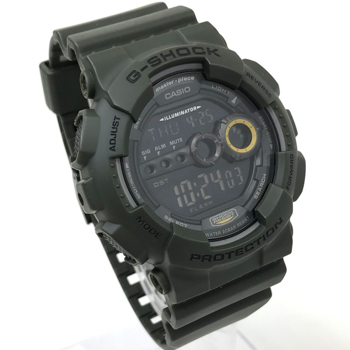 超美品 CASIO カシオ G-SHOCK ジーショック master-piece コラボ 腕時計 GD-100 クオーツ デジタル ラウンド カーキ 箱付き 動作確認済み_画像4