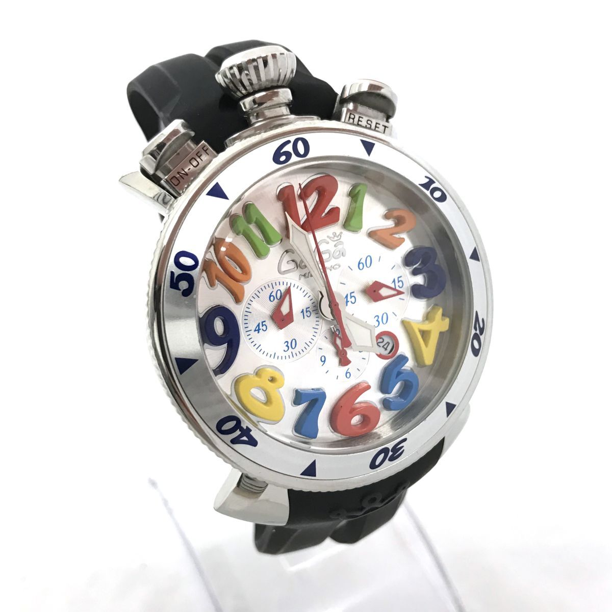 美品 GaGaMILANO ガガミラノ MANUALE 48 マヌアーレ 腕時計 3816 クオーツ コレクション おしゃれ クロノグラフ 電池交換済 動作確認済の画像3