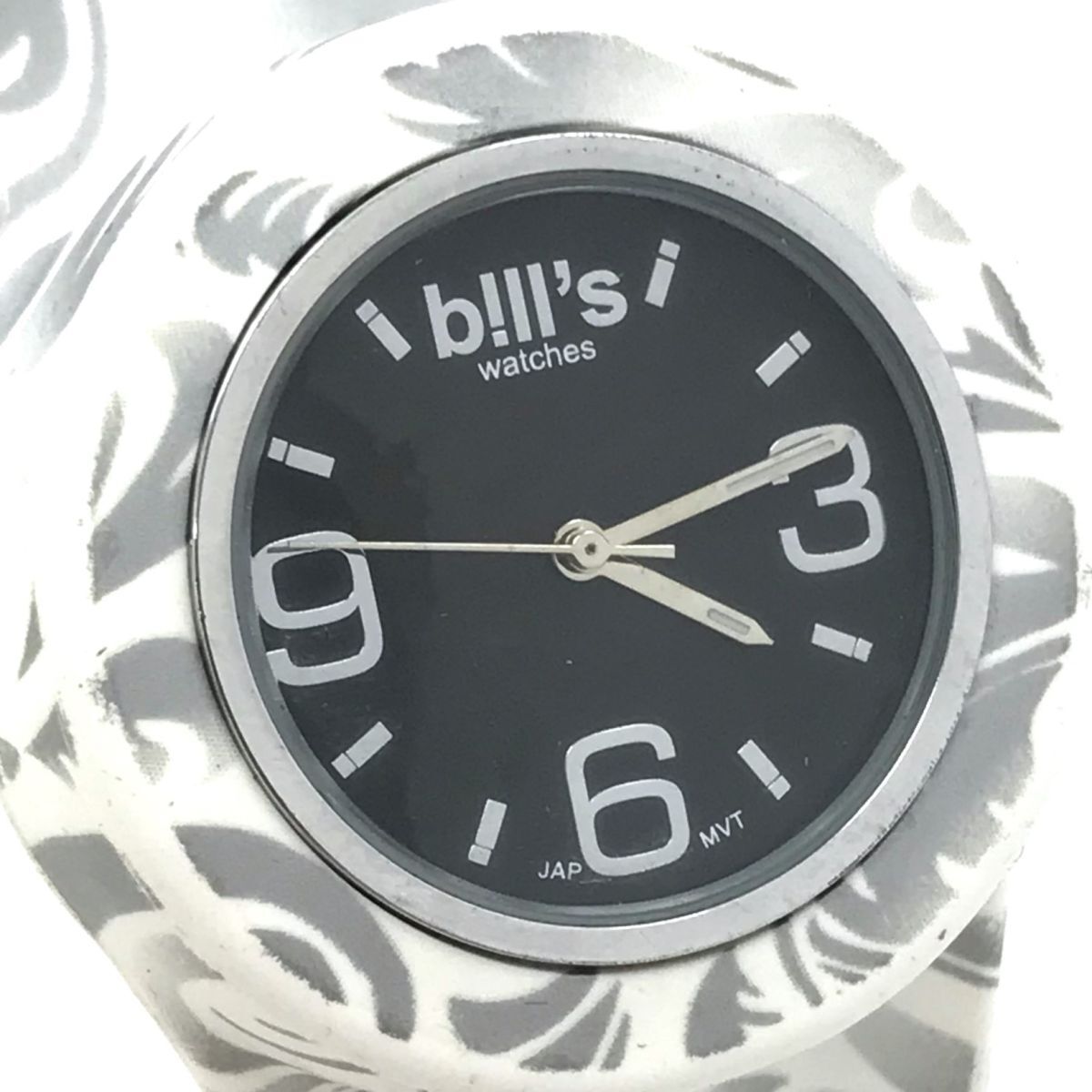 Bill's ビルズ b! 腕時計 クオーツ アナログ ラウンド ホワイト ブラック マーブル 植物 ウォッチ コレクション 電池交換済み 動作確認済みの画像1