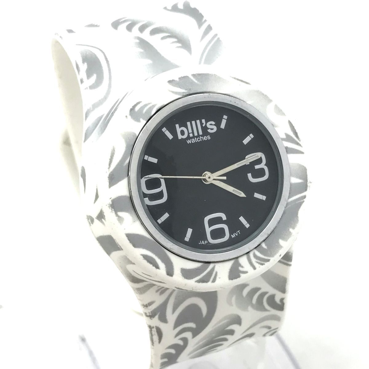 Bill's ビルズ b! 腕時計 クオーツ アナログ ラウンド ホワイト ブラック マーブル 植物 ウォッチ コレクション 電池交換済み 動作確認済みの画像4