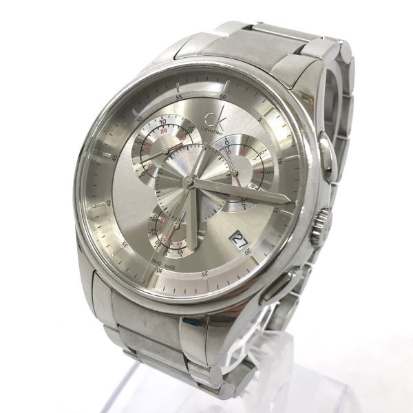 Calvin Klein カルバンクライン 腕時計 K2A27926 クオーツ クロノグラフ カレンダー コレクション シルバー 格好良い 電池交換済 動作OKの画像2