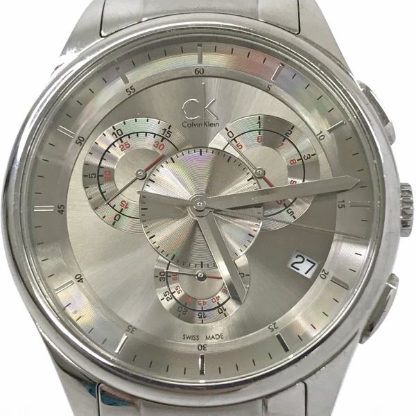 Calvin Klein カルバンクライン 腕時計 K2A27926 クオーツ クロノグラフ カレンダー コレクション シルバー 格好良い 電池交換済 動作OKの画像1