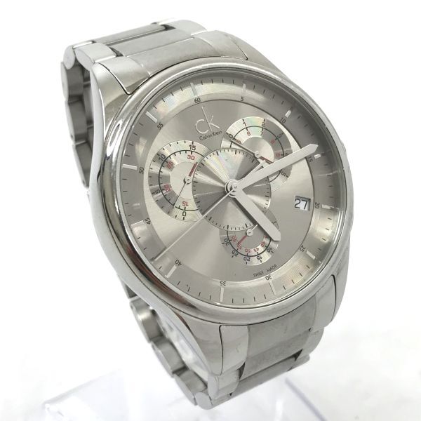 Calvin Klein カルバンクライン 腕時計 K2A27926 クオーツ クロノグラフ カレンダー コレクション シルバー 格好良い 電池交換済 動作OKの画像3