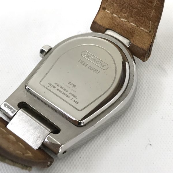 COACH コーチ シグネチャー 腕時計 0208 クオーツ アナログ ホワイト シルバー キャンバス レザー コレクション 電池交換済 動作確認済の画像5