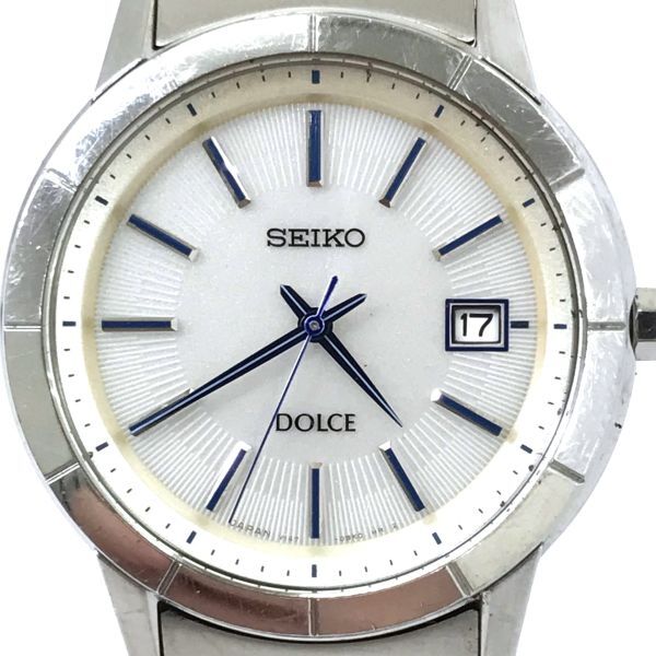 SEIKO セイコー DOLCE ドルチェ 腕時計 V147-0AS0 ソーラー アナログ ラウンド シルバー ウォッチ ヴィンテージ コレクション カレンダー_画像1
