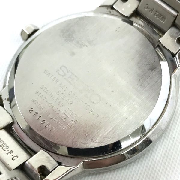 SEIKO セイコー DOLCE ドルチェ 腕時計 V147-0AS0 ソーラー アナログ ラウンド シルバー ウォッチ ヴィンテージ コレクション カレンダー_画像6