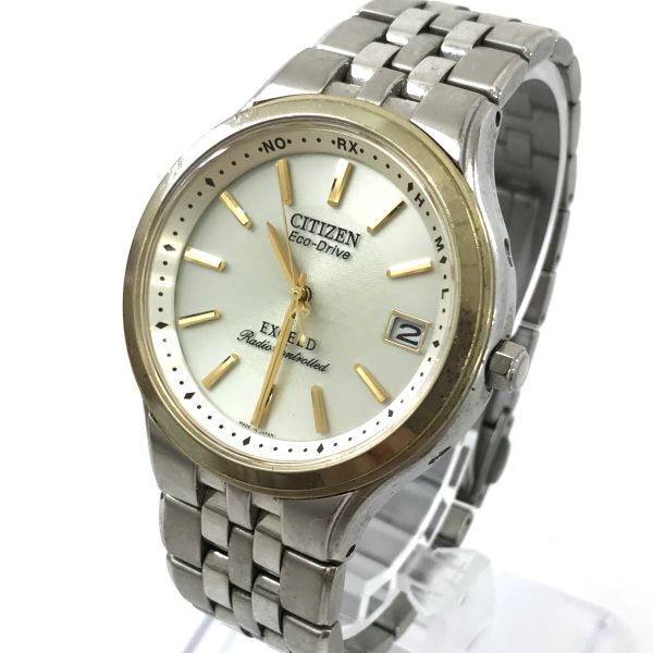 CITIZEN シチズン EXCEED エクシード Eco-Drive エコドライブ 腕時計 H111-T013635 Y 電波ソーラー ラウンド ゴールド シルバー 動作確認済_画像3