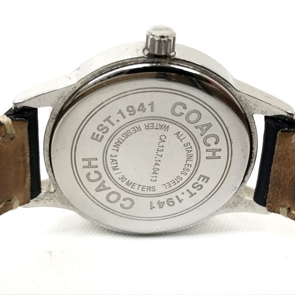 COACH コーチ 腕時計 CA.13.7.14.0413 クオーツ シルバー ブラック コレクション コレクター おしゃれ ラウンド 電池交換済 動作確認済の画像6