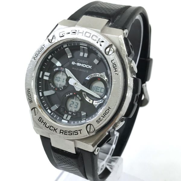 CASIO カシオ G-SHOCK ジーショック G-STEEL 腕時計 GST-W110D-1A 電波ソーラー アナデジ ラウンド マルチバンド6 ブラック 動作確認済みの画像3