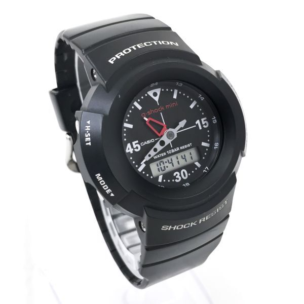 美品 CASIO カシオ g-shock mini ジーショックミニ 腕時計 GMN-500-1B クオーツ アナデジ ラウンド レッド ブラック 電池交換済 動作確認済の画像3