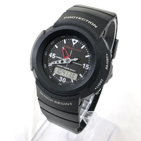 美品 CASIO カシオ g-shock mini ジーショックミニ 腕時計 GMN-500-1B クオーツ アナデジ ラウンド レッド ブラック 電池交換済 動作確認済の画像2