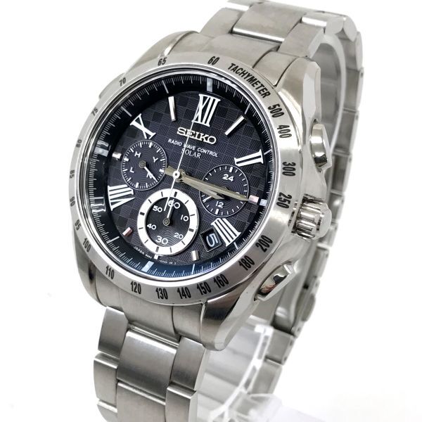 新品 SEIKO セイコー BRIGHTZ ブライツ 腕時計 SAGA071 電波ソーラー アナログ クロノグラフ カレンダー ブラック コレクション 箱付きの画像3