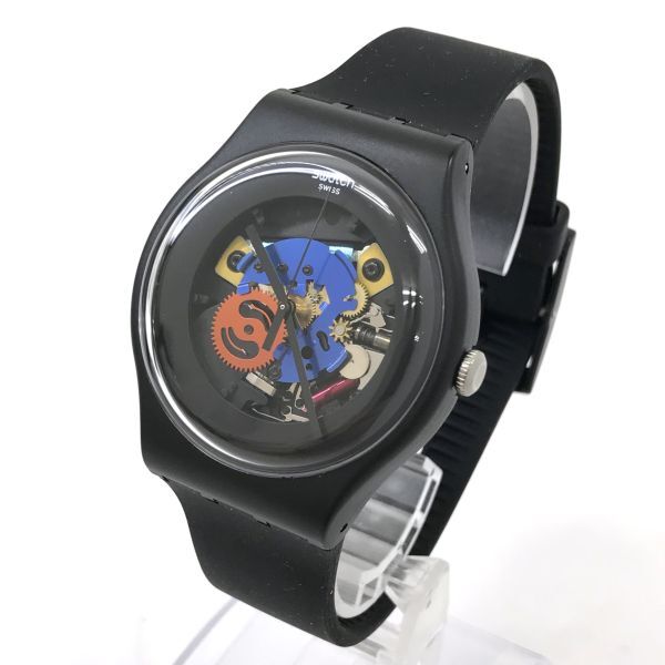 新品 Swatch スウォッチ Lacquered 腕時計 SUOB101 クオーツ コレクション おしゃれ ブラック スケルトン カジュアル 電池交換済 動作OKの画像2