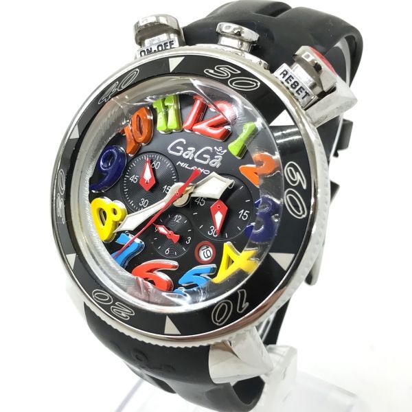 GaGaMILANO ガガミラノ MM 48 マヌアーレ 腕時計 N.C8868 クオーツ アナログ ラウンド ブラック クロノグラフ カレンダー コレクションの画像3