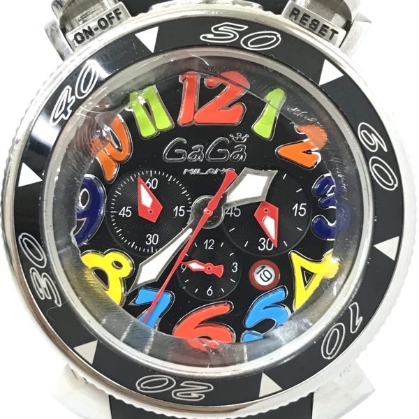 GaGaMILANO ガガミラノ MM 48 マヌアーレ 腕時計 N.C8868 クオーツ アナログ ラウンド ブラック クロノグラフ カレンダー コレクションの画像1