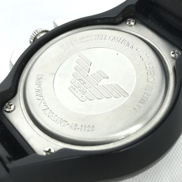 EMPORIO ARMANI エンポリオアルマーニ 腕時計 AR1128 クオーツ アナログ ラウンド ブラック コレクション 電池交換済み 動作確認済みの画像6