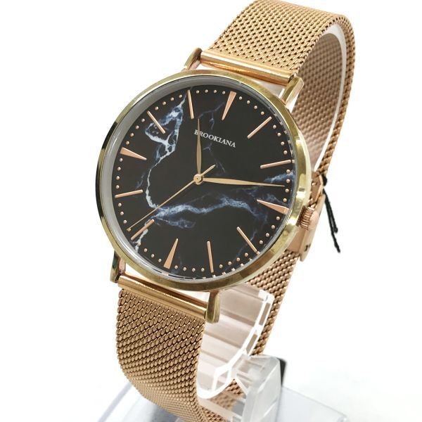 新品 BROOKIANA ブルッキアーナ 腕時計 クオーツ BA3102-RSBMRG アナログ 大理石柄 ブラック ゴールド シンプル コレクション おしゃれの画像3