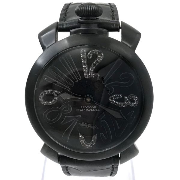 激レア GaGaMILANO ガガミラノ MANUALE 48 マヌアーレ 49本 限定モデル 腕時計 5012.LE.H.BK 手巻き 機械式 アナログ ブラックダイヤ 箱付の画像2