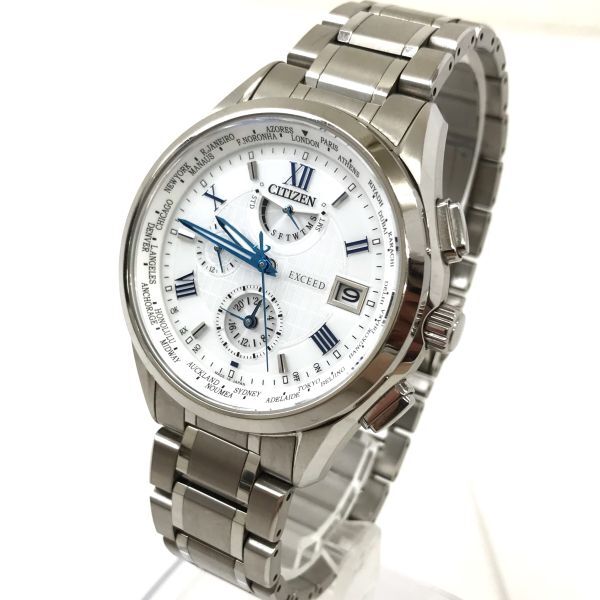 CITIZEN シチズン EXCEED エクシード Eco-Drive エコドライブ 腕時計 AT9110-58A 電波ソーラー アナログ ラウンド TITANIUM チタン 動作OKの画像3