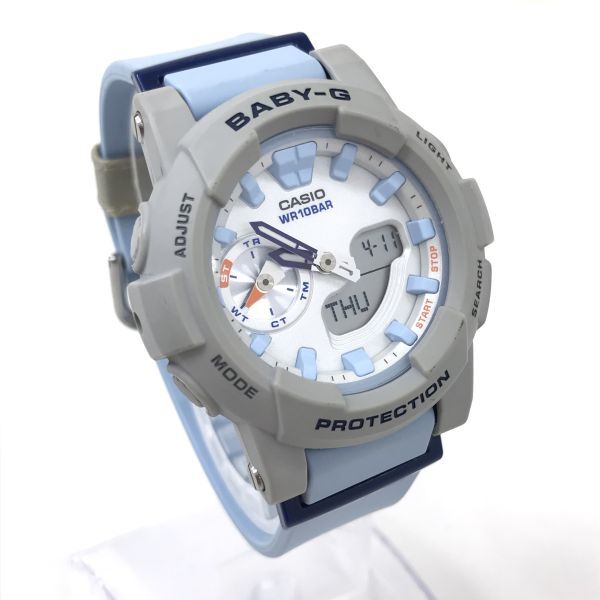 CASIO カシオ Baby-G ベビーG ベイビージー 腕時計 BGA-185-2 クオーツ アナデジ ブルー グレー コレクション 電池交換済 動作OK 巾着付きの画像3