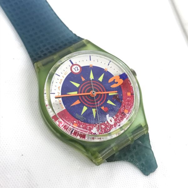 Swatch スウォッチ SOLEIL 腕時計 GL105 クオーツ コレクション コレクター おしゃれ グリーン スケルトン クリア カラフル 個性的 アートの画像3